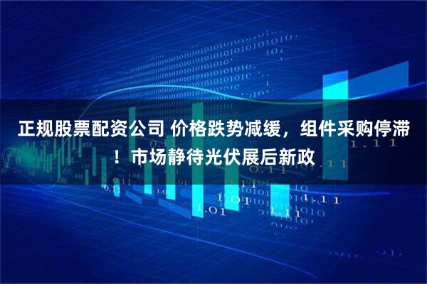 正规股票配资公司 价格跌势减缓，组件采购停滞！市场静待光伏展后新政
